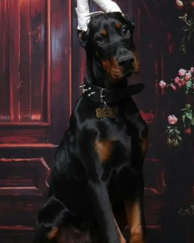 Mladi doberman iz Hudi House na fotografisanju